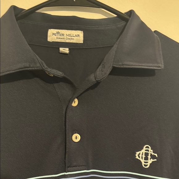 Peter Millar Navy Striped Men's Polo Shirt - Picture 2 of 3